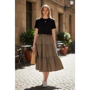 VTG 1970s Bill Haire For FRIEDRICKS SPORT Wool Tiered Midi Skirt cottage boho